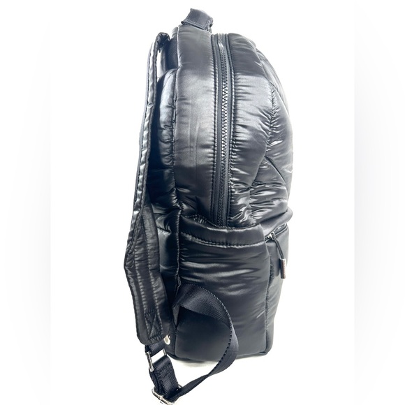 Athleta X Caraa Black Nylon Quilted Puffer Large Backpack School Travel Gym - Picture 6 of 10